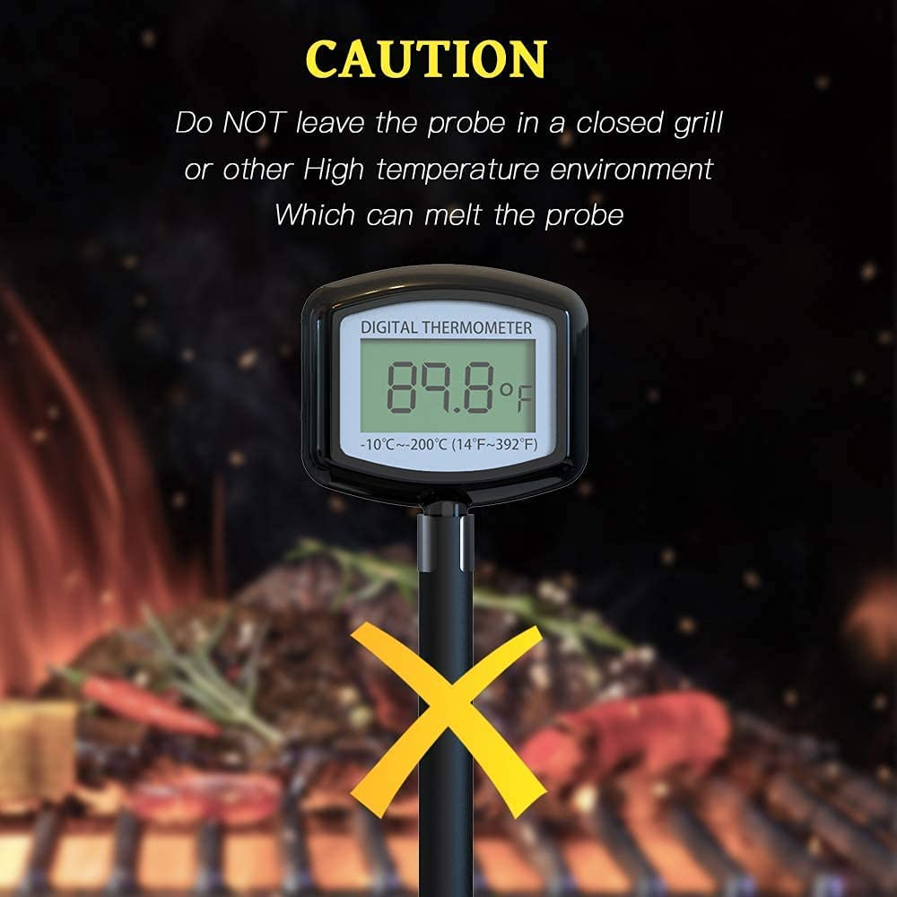 Meat Thermometer - Large LCD Super Long Probe 5.3 Inches Digital Cooking Thermometer with Instant Read and Clip for Kitchen BBQ Grilling Smoker Meat Liquids Candy and Food