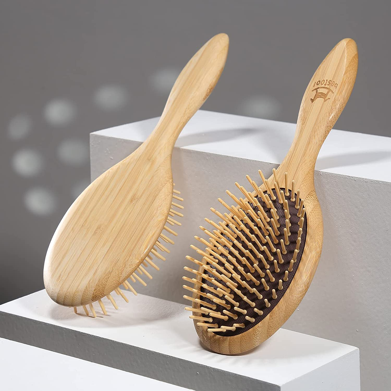 BESTOOL Hair Brushes for Women Men Kid, Bamboo Detangling Brush & Wide Teeth Comb for Thick Fine Curly Hair, Everyday Hairbrush, Enhance Shine, Massage Scalp, Anti-Static