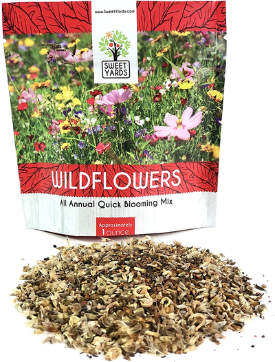 Wildflower Seeds Annual Quick Blooming Mix - Large 1 Ounce Packet over 7,500 Open Pollinated Seeds