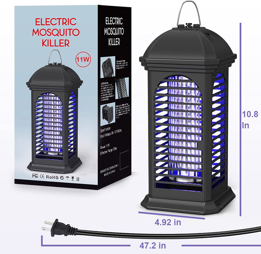 Electric Mosquito Zapper, 11W Powerful 4200V Bug Zapper Insect Killer, Mosquito Lamp,Light-Emitting Flying Insect Trap for Indoor, Backyard, Farm(Black)