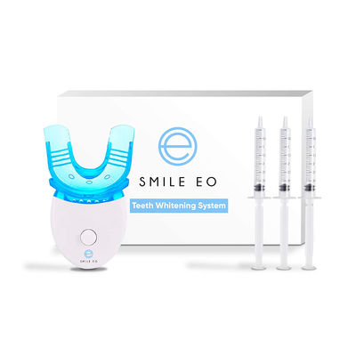 Smile EO Teeth Whitening Kit with LED Blue Light Accelerator, Whitening Gel Syringes, Teeth Whitening Tray