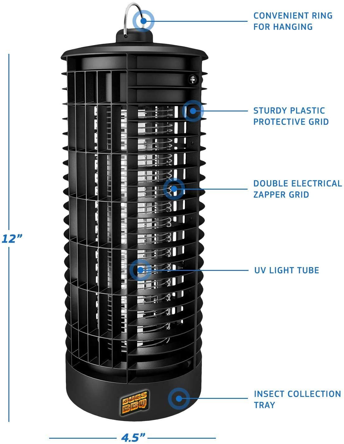 Bug Zapper Indoor and Outdoor - Insects Killer - Fly Trap Outdoor Patio - Insect Killer Zapper - Mosquito Trap - Insect Zapper - Mosquito Attractant Trap - Fly Zapper - Bug Zapper Table Top (Black)