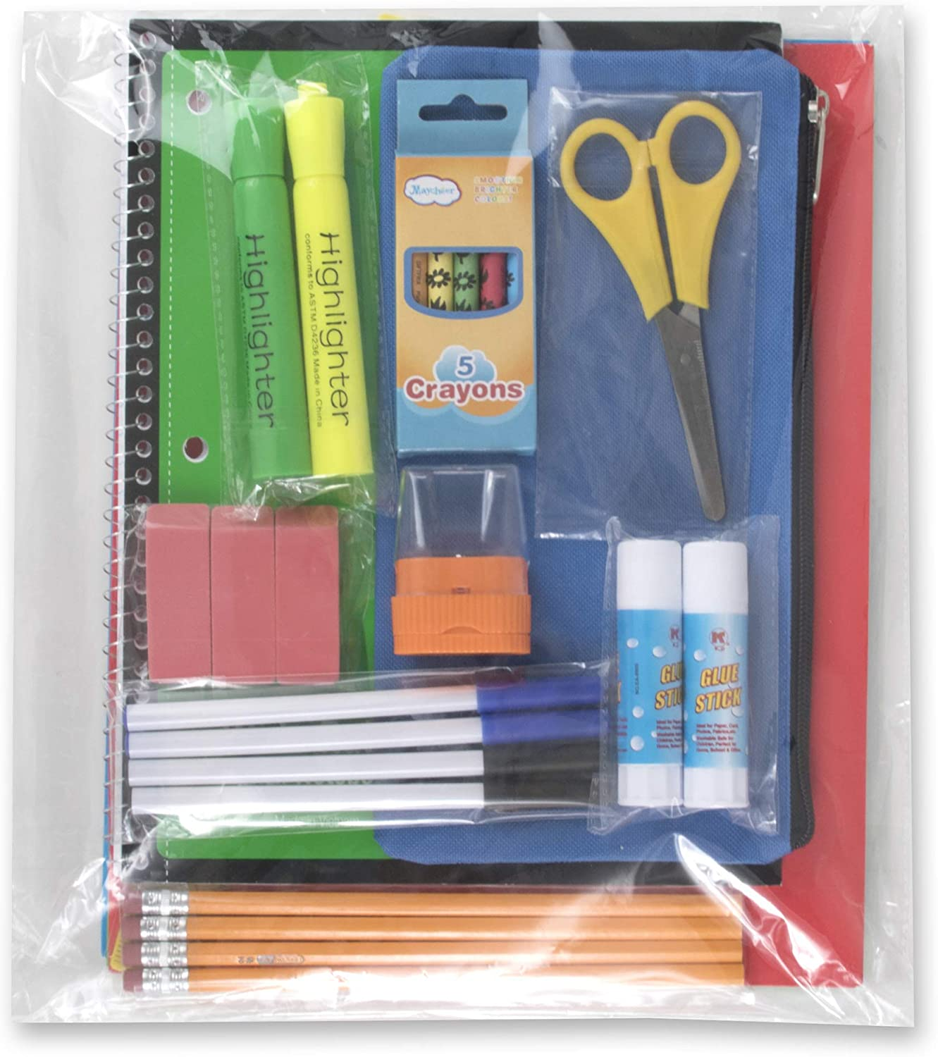 30 Piece School Supplies Kit for Elementary Kids – Back to School Essentials Bundle K-12 Supply Pack for Girls & Boys