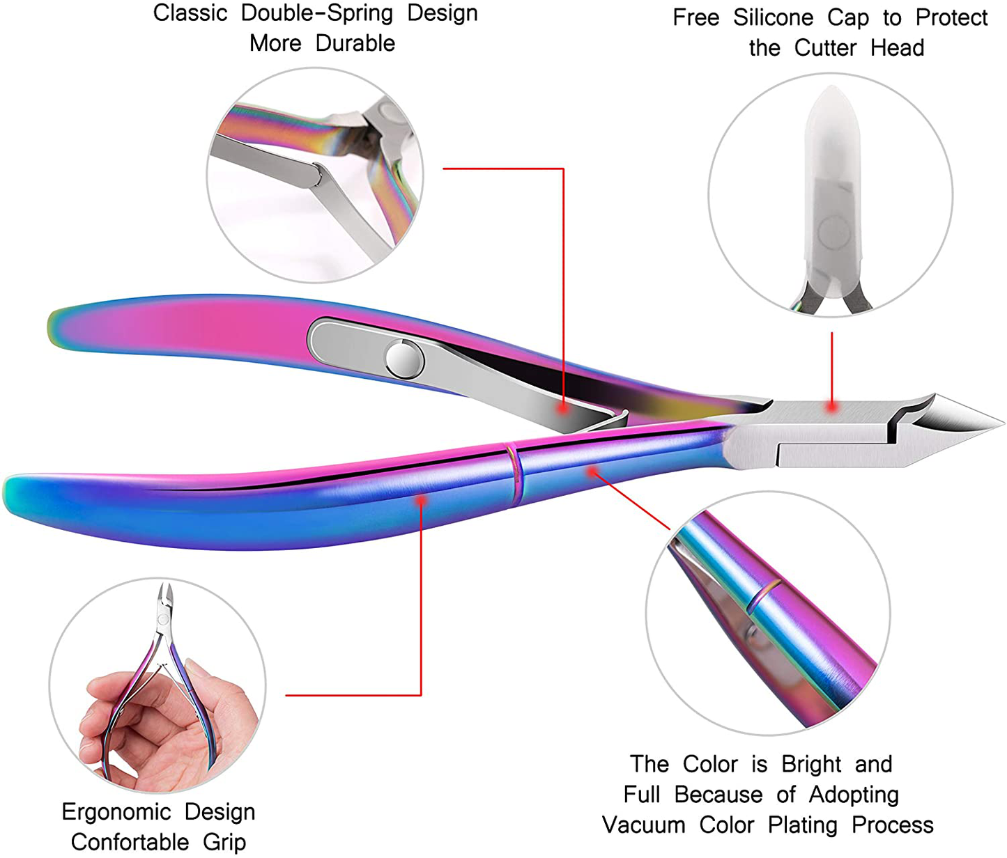 Cuticle Trimmer with Cuticle Pusher - Magicyee Chameleon Cuticle Cutter Cuticle Nipper Professional Cuticle Remover Valued Manicure Tools Set Dead Skin Remover Cuticle Clippers Best Gift