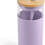 tronco 20oz Glass Tumbler Glass Water Bottle Straw Silicone Protective Sleeve Bamboo Lid - BPA Free (Light Purple)