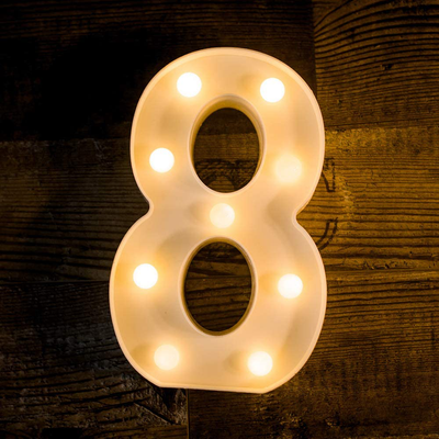 Foaky Decorative Led Light Up Number, Light Up Number Sign for Night Light Wedding Birthday Party Christmas Home Bar Decoration Number(8)