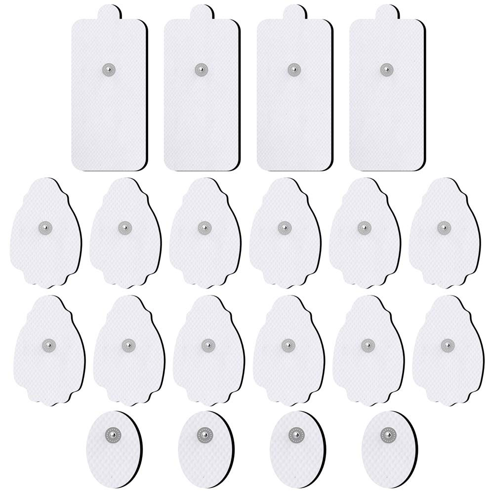 TENS/EMS Unit Pads 20 Pack Snap Electrode Pads NURSAL Tens Unit Replacement Pad Reuse More Than 30 Times