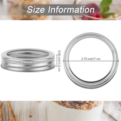 Ruisita 12 Pieces Silver Mason Jar Metal Rings Canning Jar Lids Regular Mouth Canning Supplies Rust Proof Jar Rings for Canning Fruits, Cookies, Candies Storing