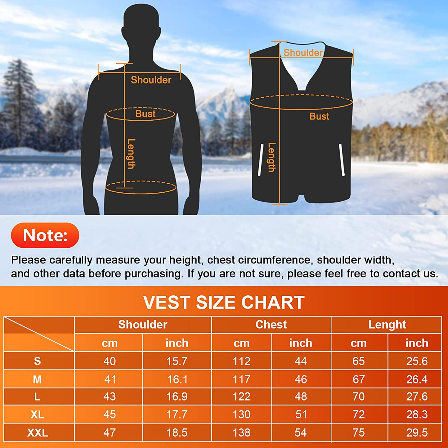 Aastin Heated Vest for Men, Electric USB Heating Vest Thickened Lightweight to Keep Body Warm, Battery Not Included