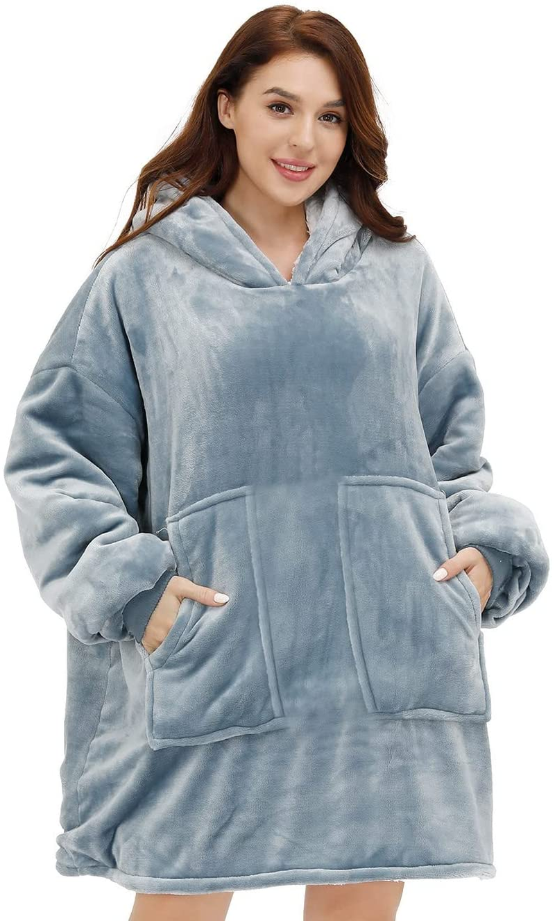 Oversized Wearable Sherpa Fleece Blanket Hoodie Comfortable Soft Warm Thick Hoodie Blanket