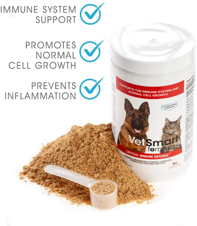 Critical Immune Defense for Dogs & Cats Turkey Tail, Reishi, Shiitake and Maitake Mushroom Formula with Patented White Turmeric Root Extract