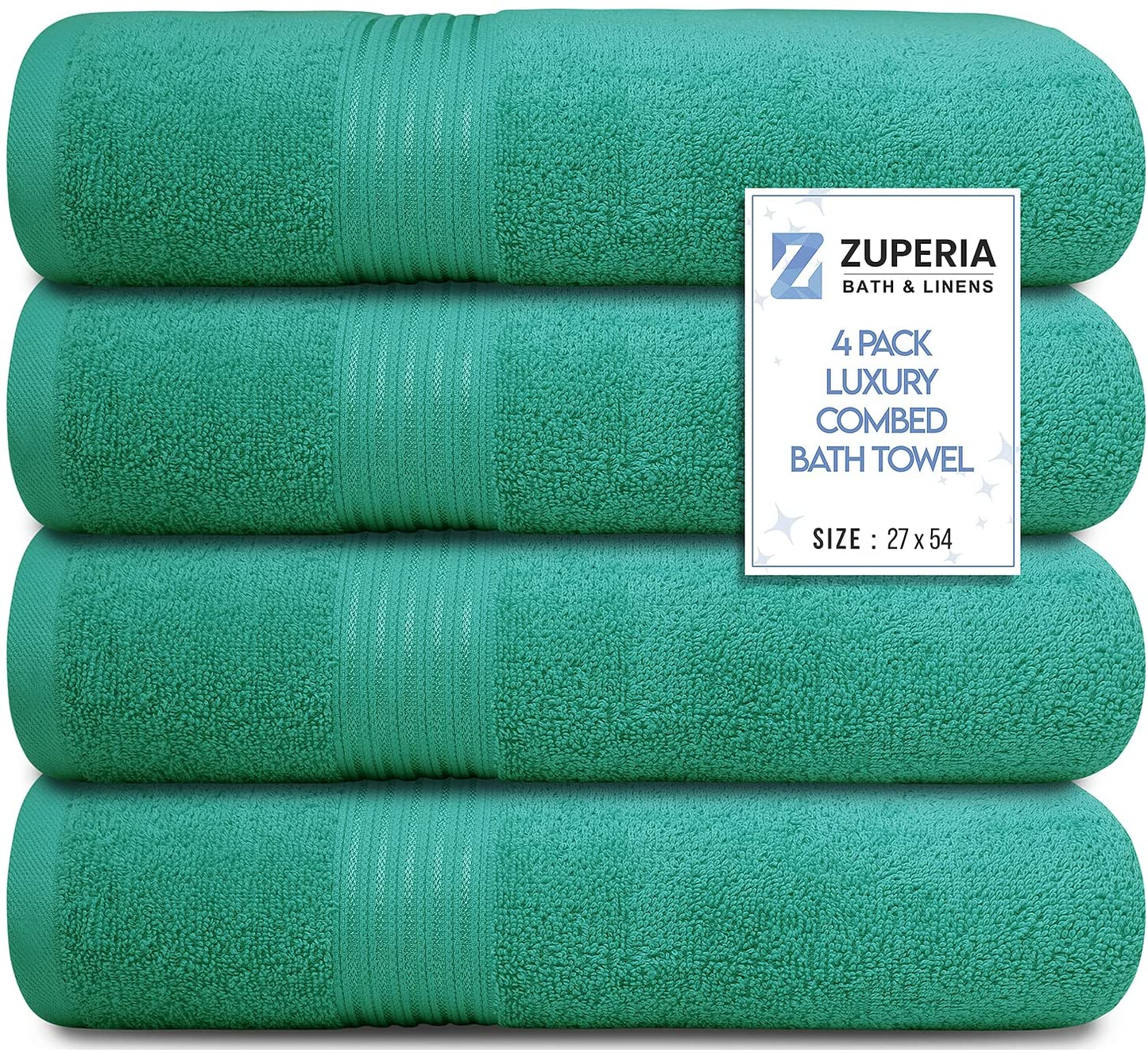 Bath Towels 27" X 54" Set of 4 Ultra Soft 600 GSM 100% Combed Cotton Large Towels for Bathroom, Highly Absorbent Daily Usage Bath Towel Set Ideal for Pool, Home, Gym, Spa, Hotel (Blue)