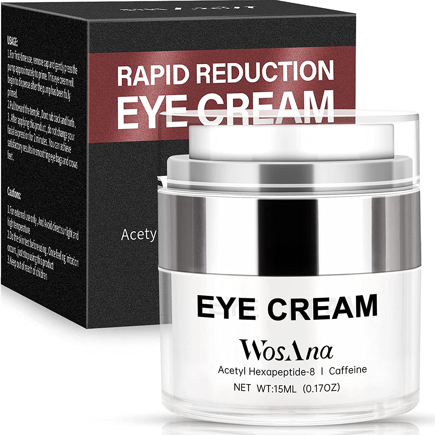 Anti Wrinkle Eye Cream for Men - Visibly & Instantly Firming Lift Reduces Wrinkles, Fine Lines, Crow'S Feet - Wosana Anti-Aging Mens under Eye Cream with Caffeine