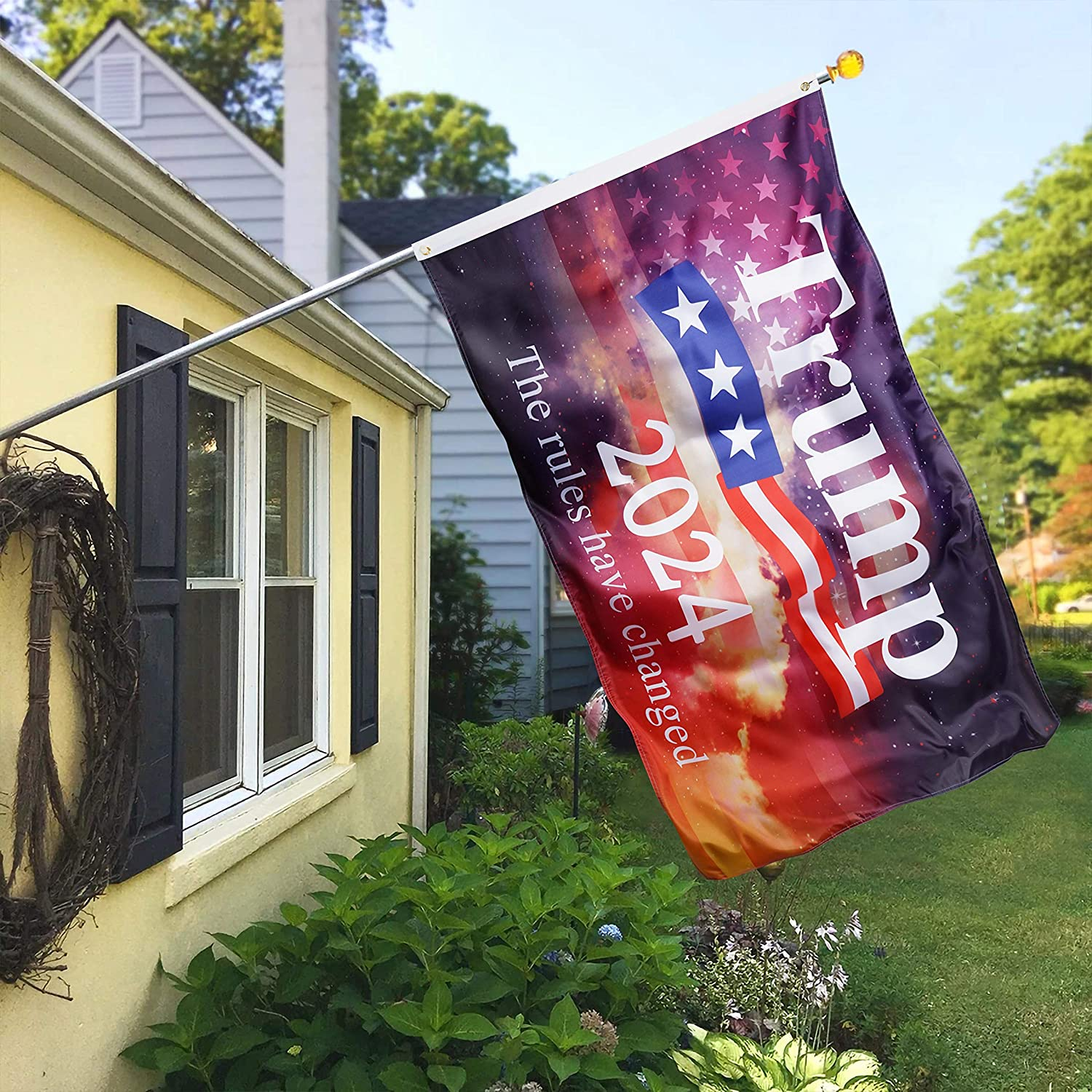 Premium Flag for Trump 2024 Heavyweight 2X 100D Polyester 3X5 Ft the Rules Have Changed Banner with Brass Grommets Indoor Outdoor Decoration