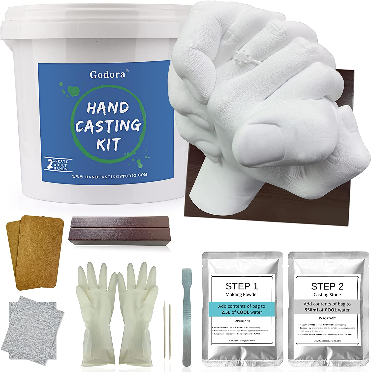 Hand Casting Kit Refill, Hand Casting Kit Couples Refill with Molding Powder & Casting Stone, Molding Kits Refill for 2 Adult Hands, Bucket Not Included.