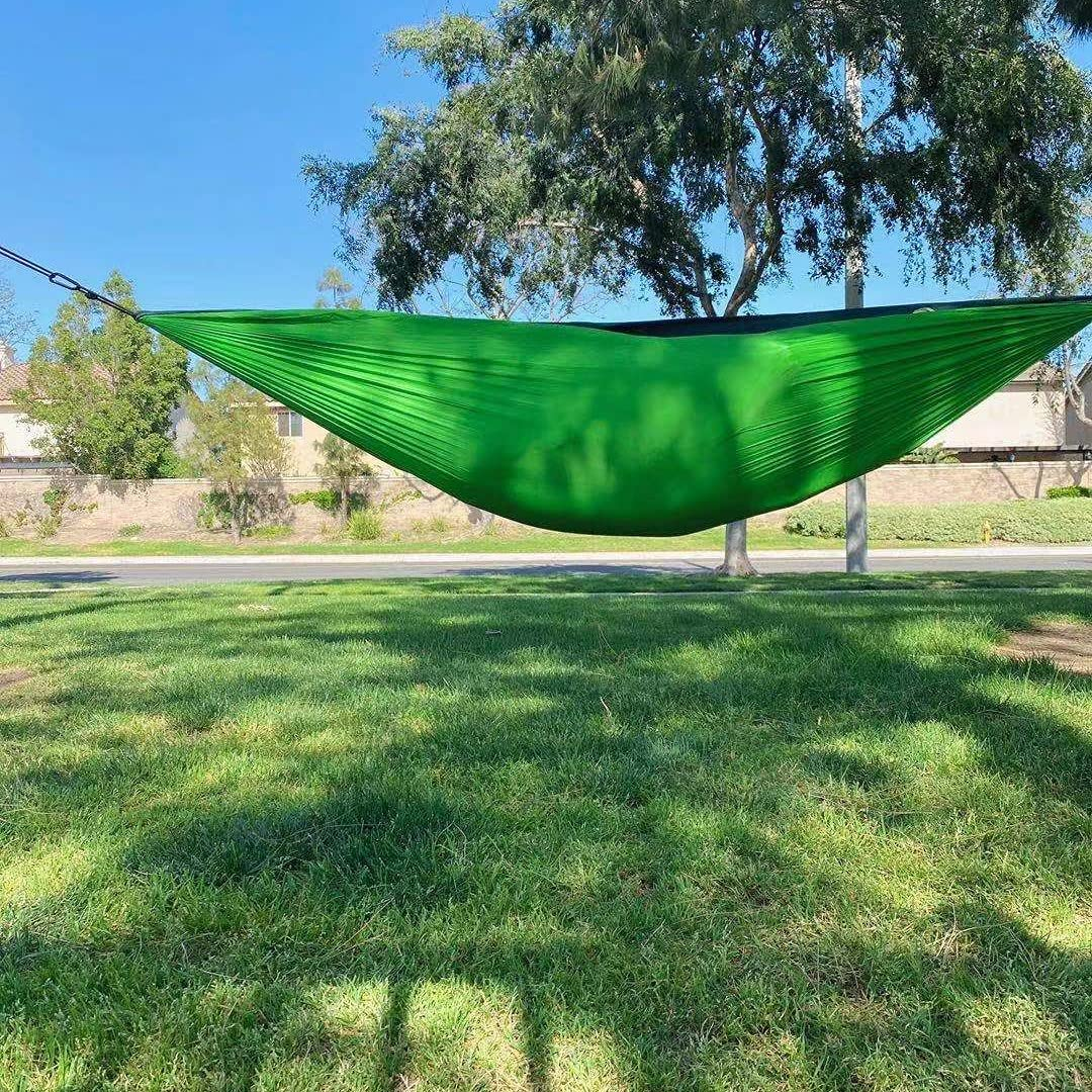 Portable Lightweight Double Nylon Hammock, Best Parachute Hammock with 2 X Hanging Straps for Backpacking, Camping, Travel, Beach, Yard and Garden