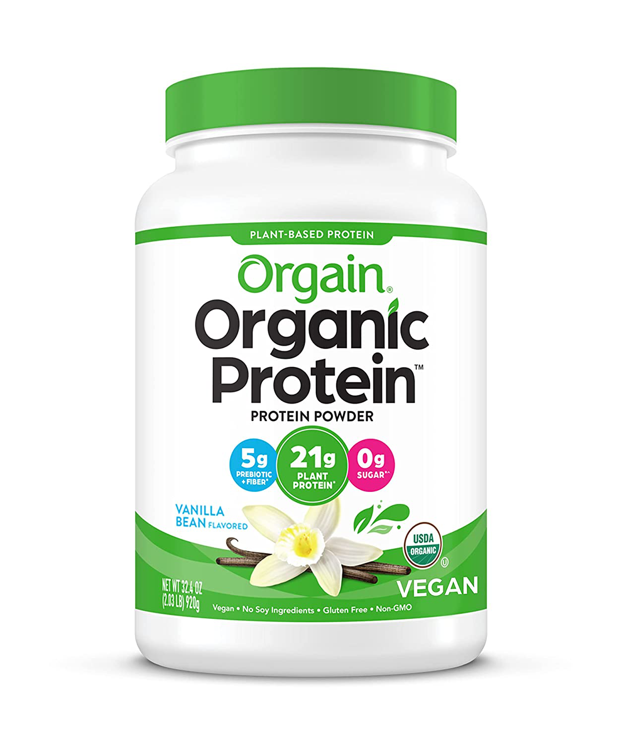 Orgain Organic Unflavored Plant Based Protein Powder, Natural Unsweetened - Vegan, Non Dairy, Gluten Free, No Sugar Added, Soy Free, Non-GMO, 1.59 lb (Packaging May Vary)