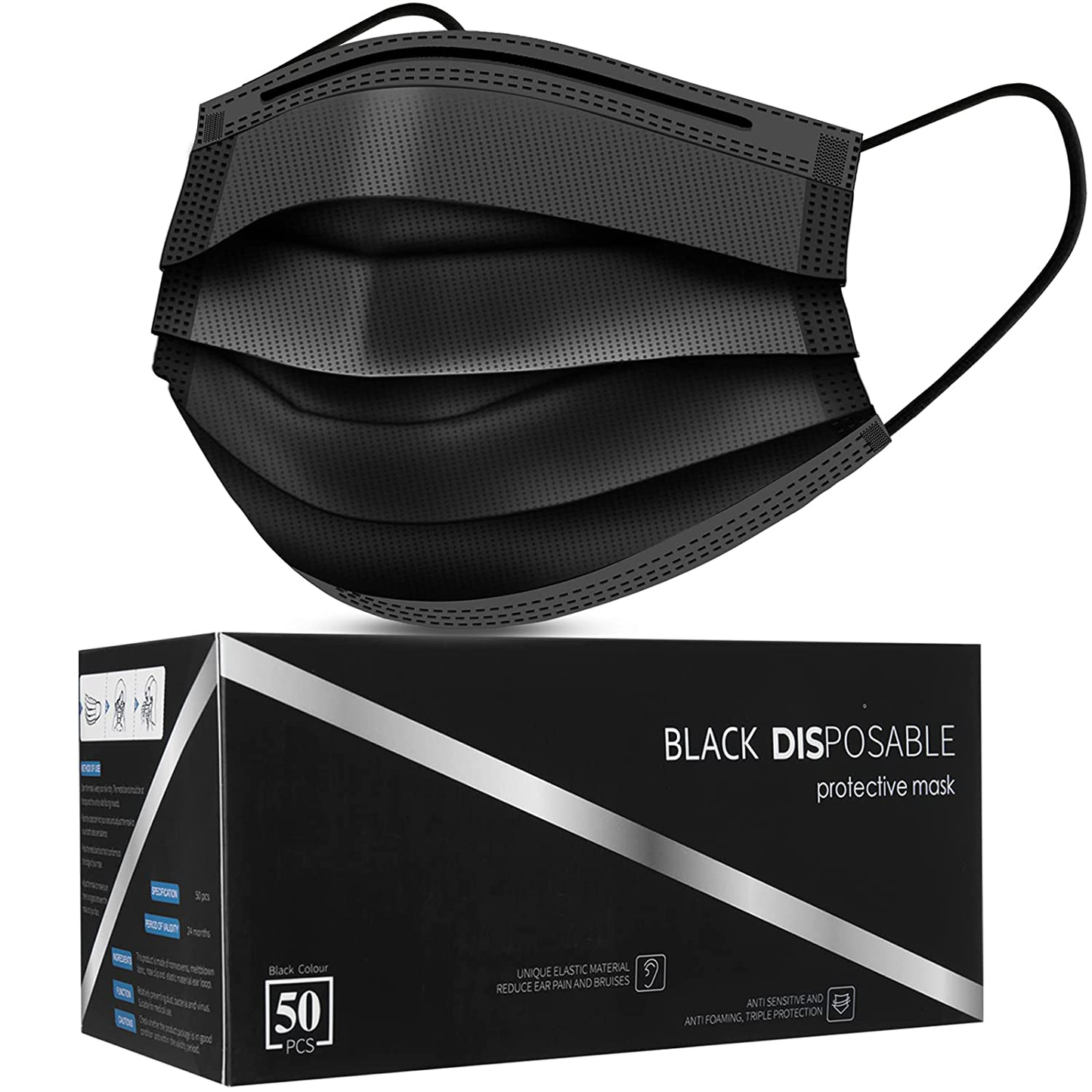 Black Disposable Face Masks,