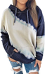 Asvivid Womens Fashion Long Sleeve Drawstring Hoodie Tie Dye Print Casual Sweatshirt With Pocket