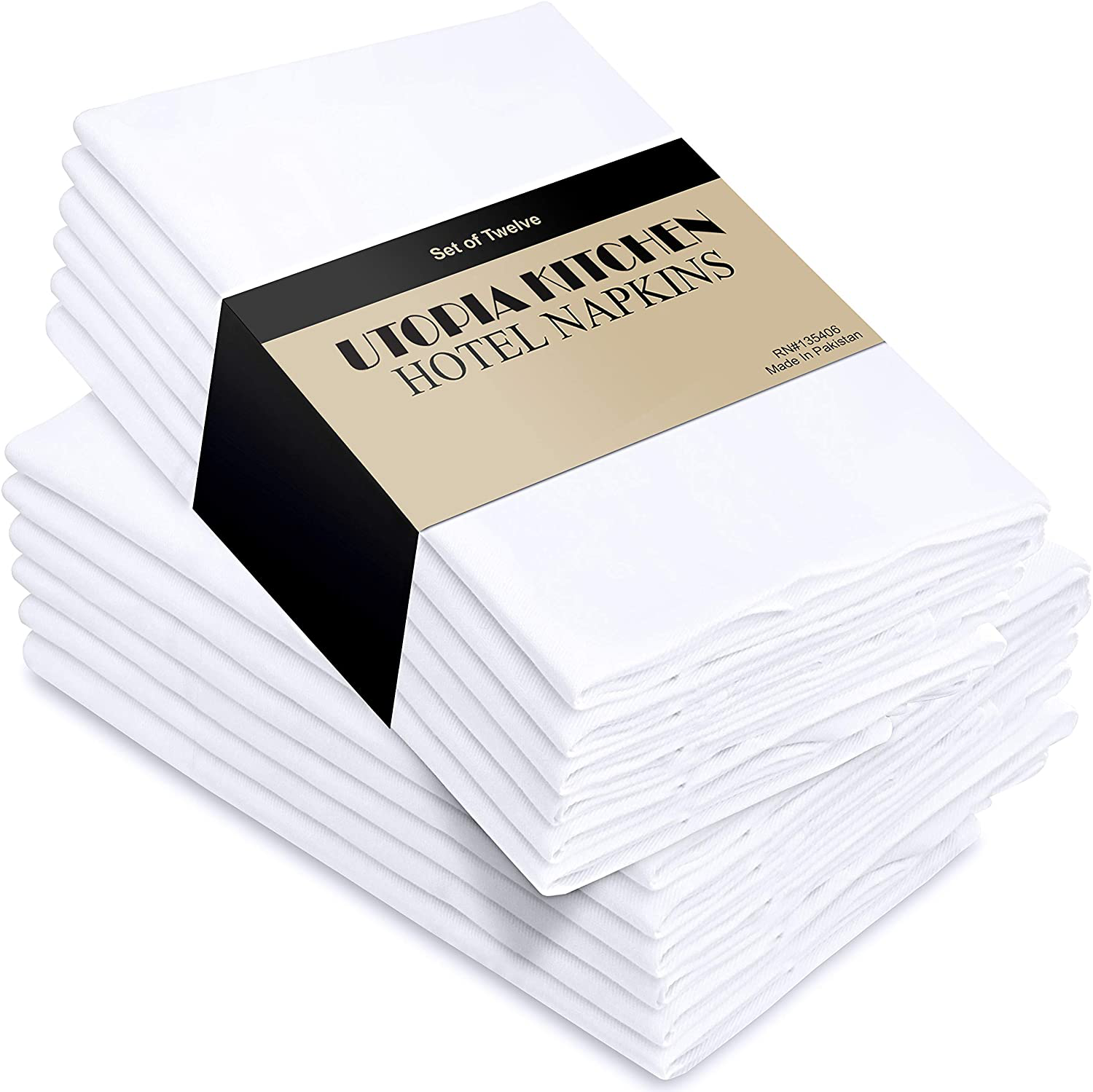 Utopia Kitchen Cloth Napkins, 12 Pack (18 x 18 Inches), Cotton Dinner Napkin (Beige)