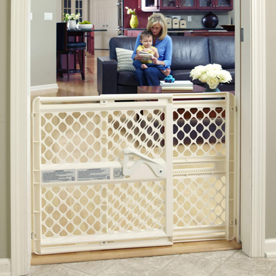 42” Supergate Ergo Baby Gate Great for Doorways or Stairways, Includes Wall Cups for Extra Holding Power, Pressure or Hardware Mount, 26” - 42” Wide, 26" Tall, Ivory