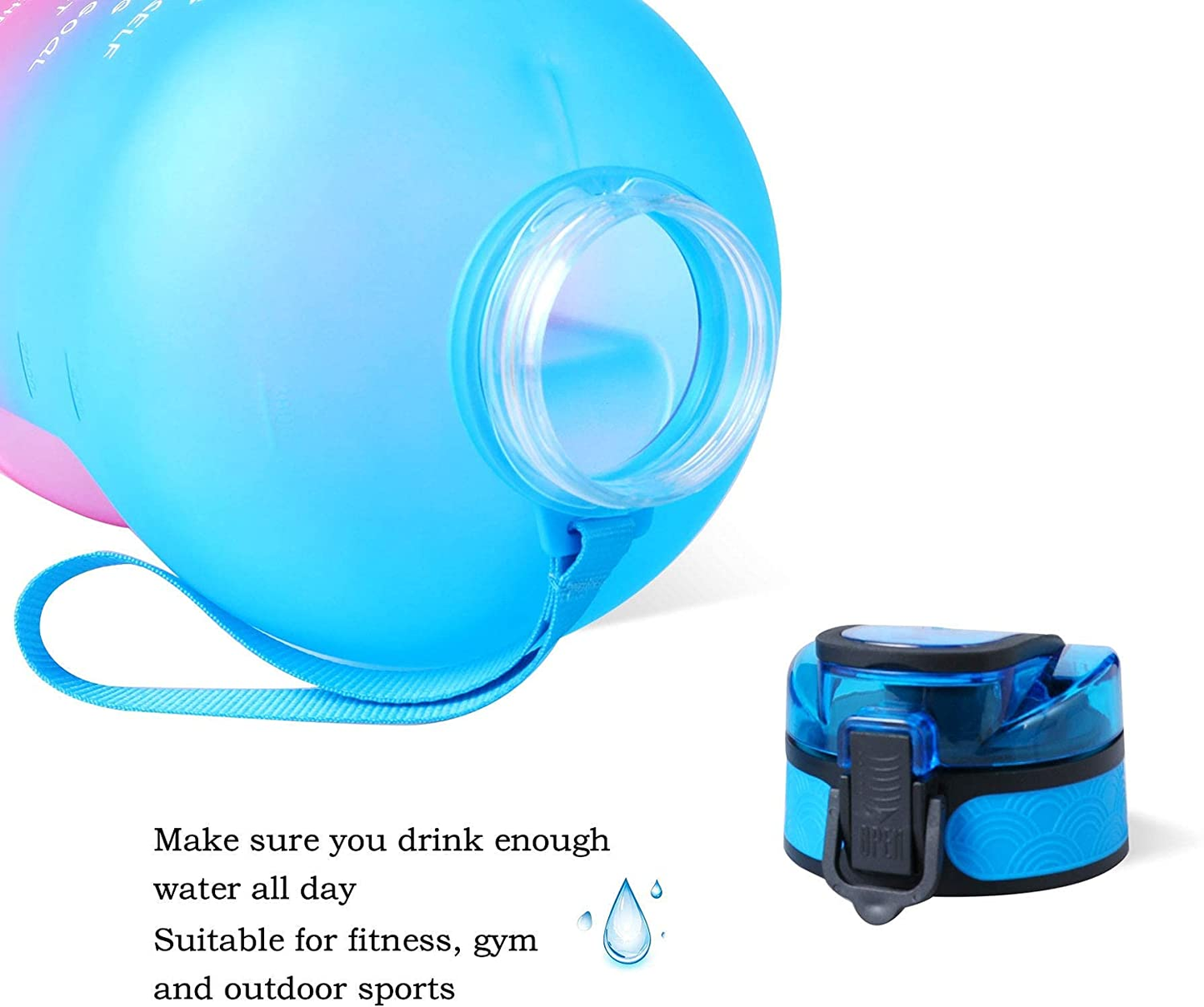 1 Gallon/128Oz Motivational Water Bottle with Time Maker & Straw - Leakproof BPA Free Water Jug with Wide Mouth