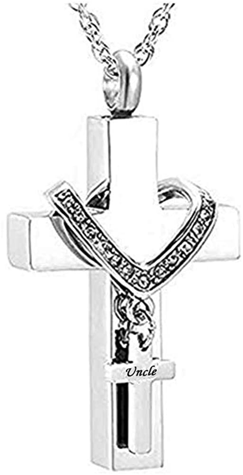 Cross Urn Necklaces for Ashes Cremation Crucifix Keepsake Memorial Pendant Necklace
