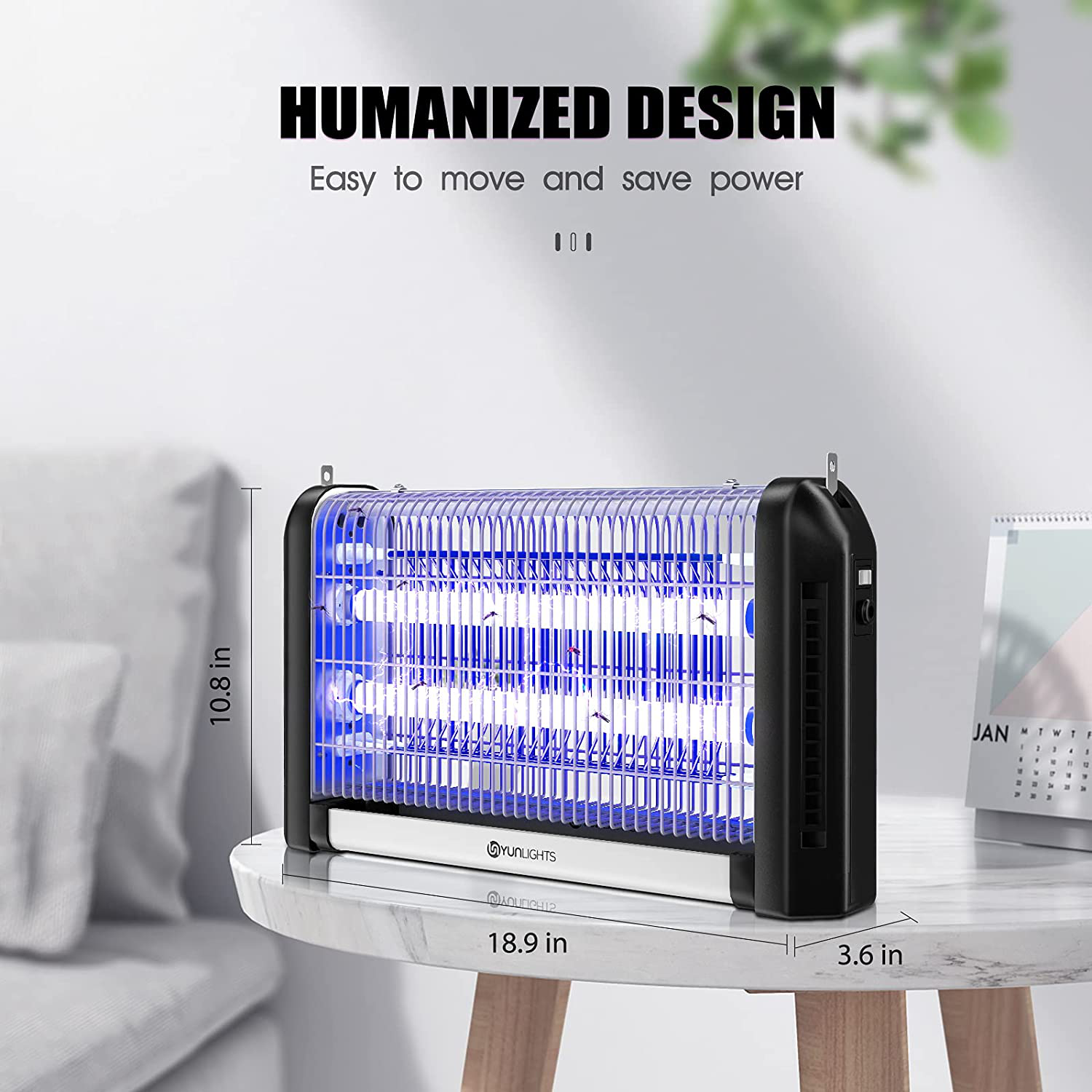 YUNLIGHTS Bug Zapper Outdoor Electric: 20W High Power Mosquito Killer 2800V Fly Trap Hanging UV Light Mosquito Zapper for Indoor Patio Home Garden Backyard