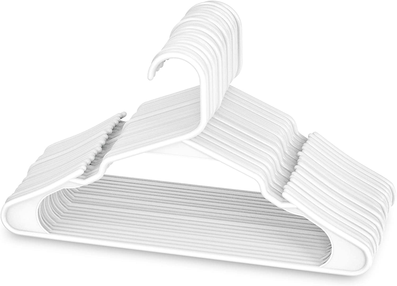 Sharpty Plastic Clothing Notched Hangers Ideal for Everyday Standard Use, (White, 20 Pack)