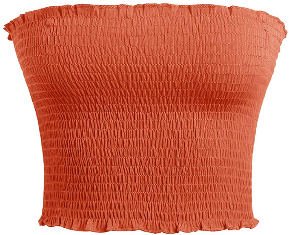 Women’s Strapless Pleated Print Bandeau Sexy Tube Crop Tops