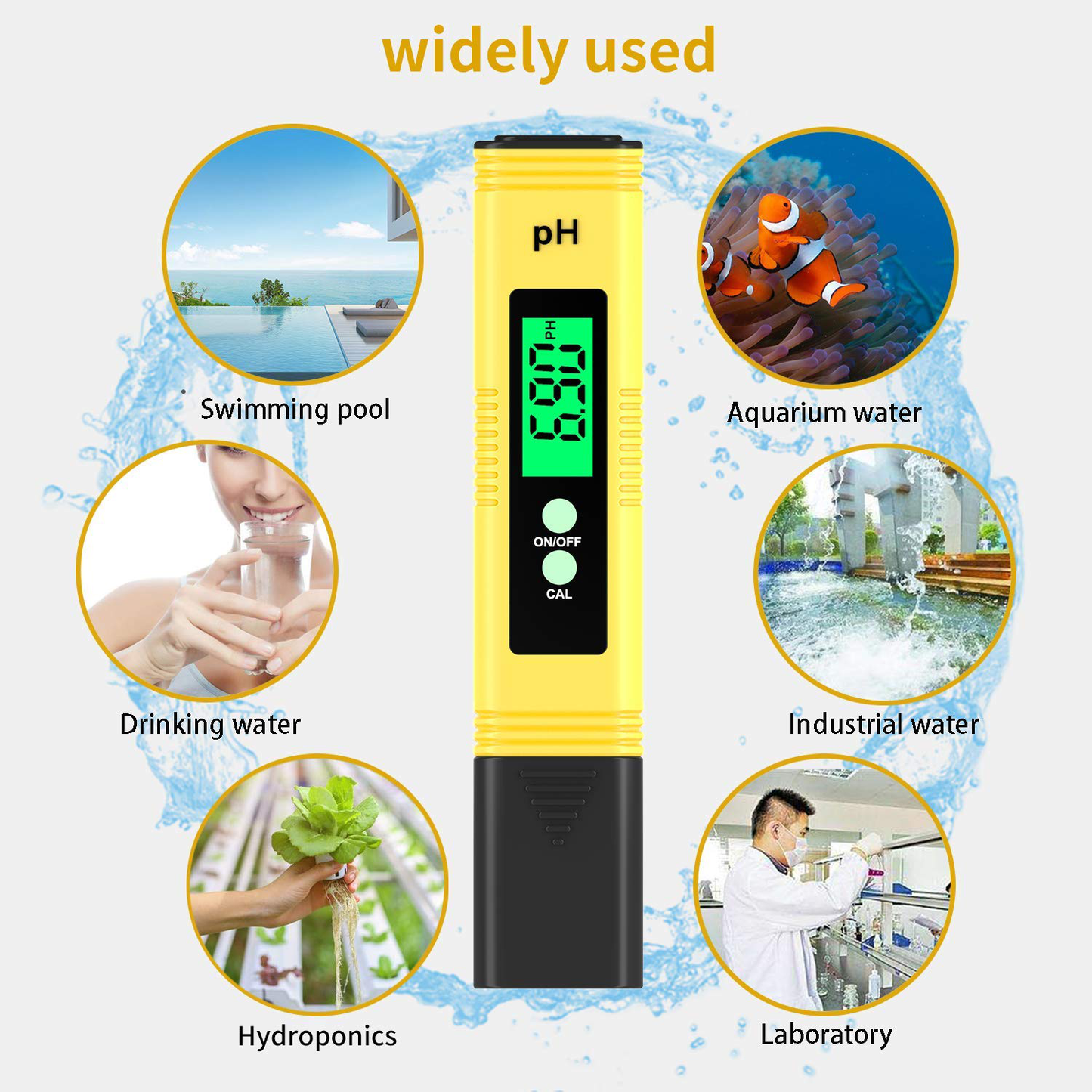 Digital PH Meter,Backlight PH Meter 0.01 High Precision Water Quality Tester, PH Range is 0-14, Suitable for Drinking Water Swimming Pool and Aquarium PH Tester Design, with ATC
