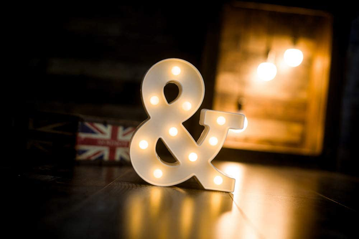Foaky LED Letter Lights Sign Light Up Letters Sign for Night Light Wedding/Birthday Party Battery Powered Christmas Lamp Home Bar Decoration(T)