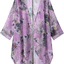olrain Women's Floral Print Sheer Chiffon Loose Kimono Cardigan Capes