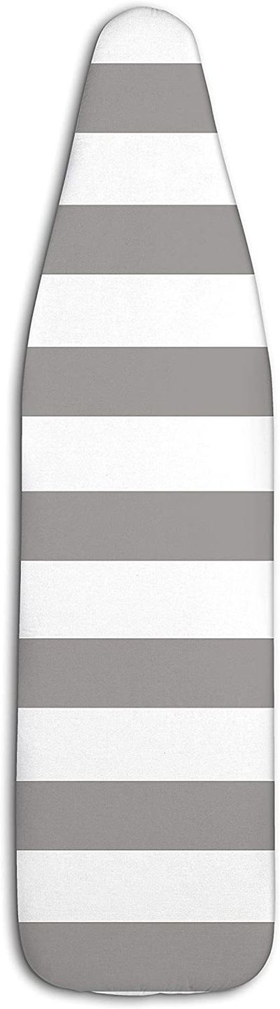 Epica Silicone Coated Ironing Board Cover- Resists Scorching and Staining - 15" x54 (Grey and White Stripe)