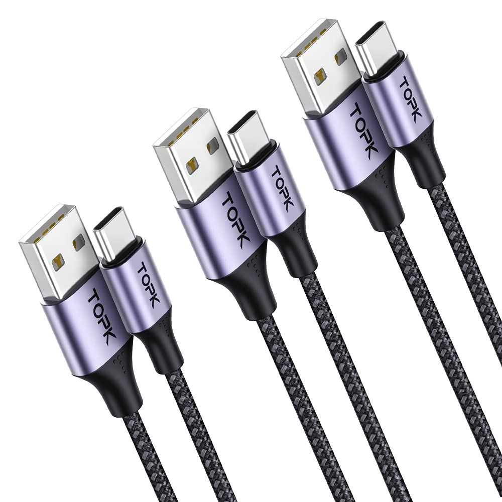 USB C Cable [3-Pack 6.6Ft] USB a to USB C Charger Cable Premium Nylon Braided Fast Charge