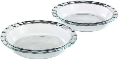 Pyrex Easy Grab Glass 9.5 Inch Pie Plate (2-Pack)