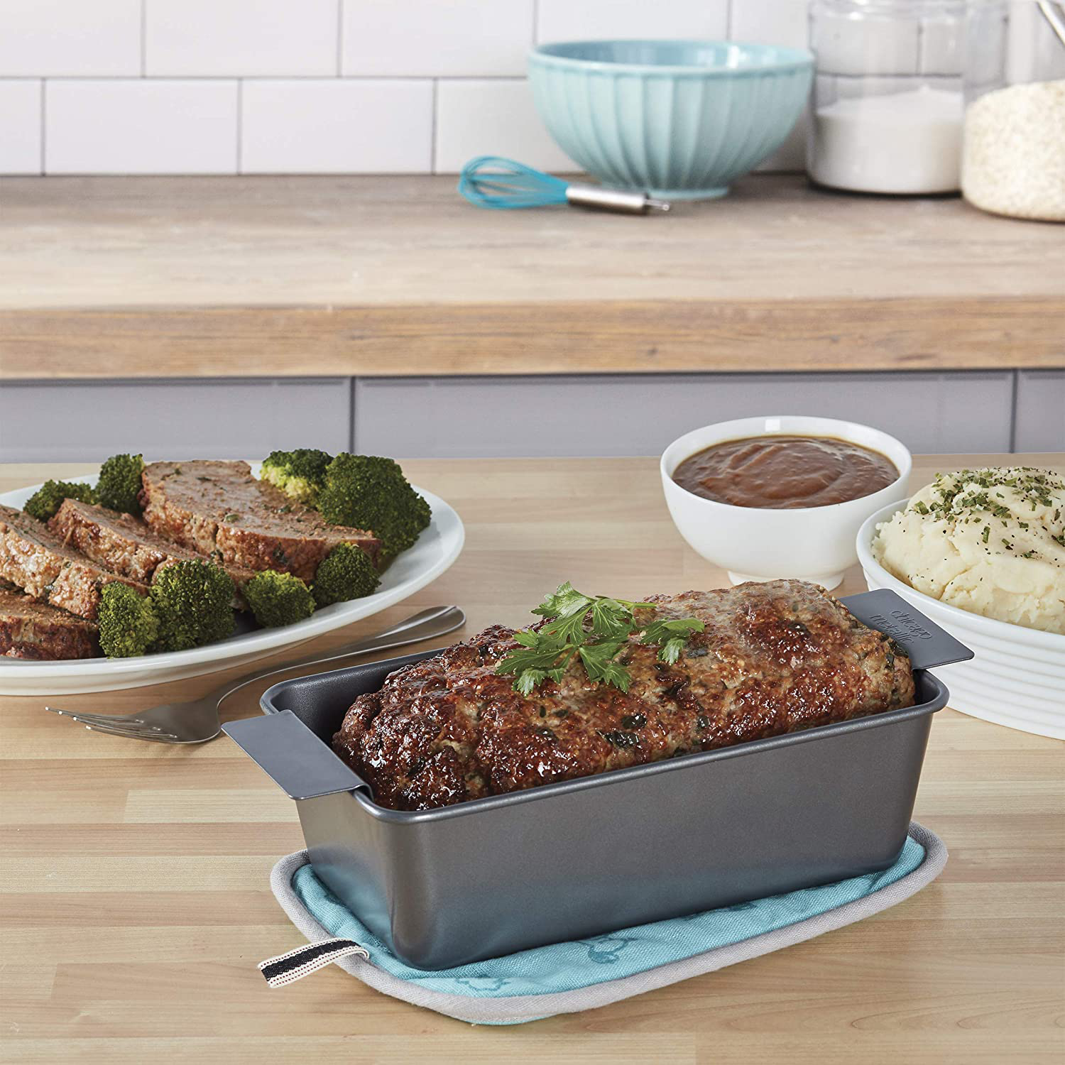 Chicago Metallic Non-Stick 2-Piece Healthy Meatloaf Set, Grey