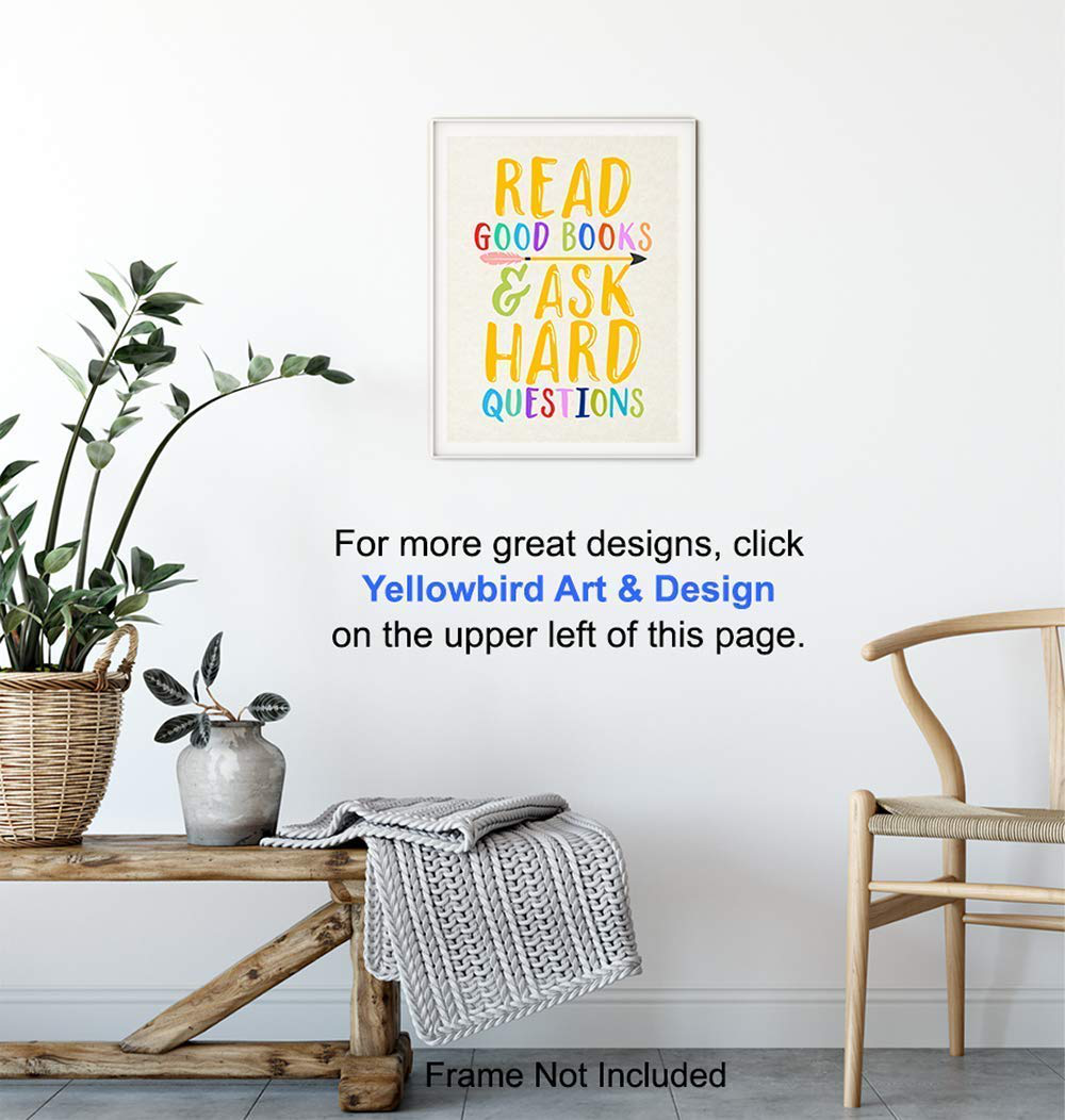 Kids Reading and Learning Wall Art Posters Print Set, Unique Motivational Decor for Kids Bedroom, Toddler and Child Room, Home School Classroom, Library - Gift for Teachers, Moms, Dads, 8x10 Photos