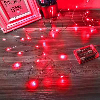 Ariceleo Led Fairy Lights Battery Operated, 2 Packs Mini Battery Powered Copper Wire Starry Fairy Lights for Bedroom, Christmas, Parties, Wedding, Centerpiece, Decoration (5m/16ft Red)