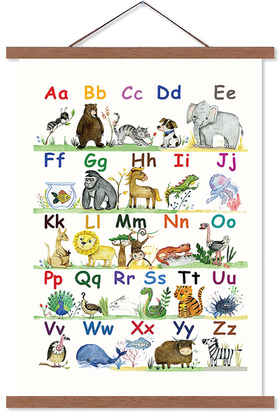 Alphabet Poster for Classroom Decor | ABC Poster for Toddlers Wall Playroom & Nursery Decor | Canvas Wall Art - 15x21 | Kids Alphabet Chart Wall Hanging for Boys & Girls Room Decor