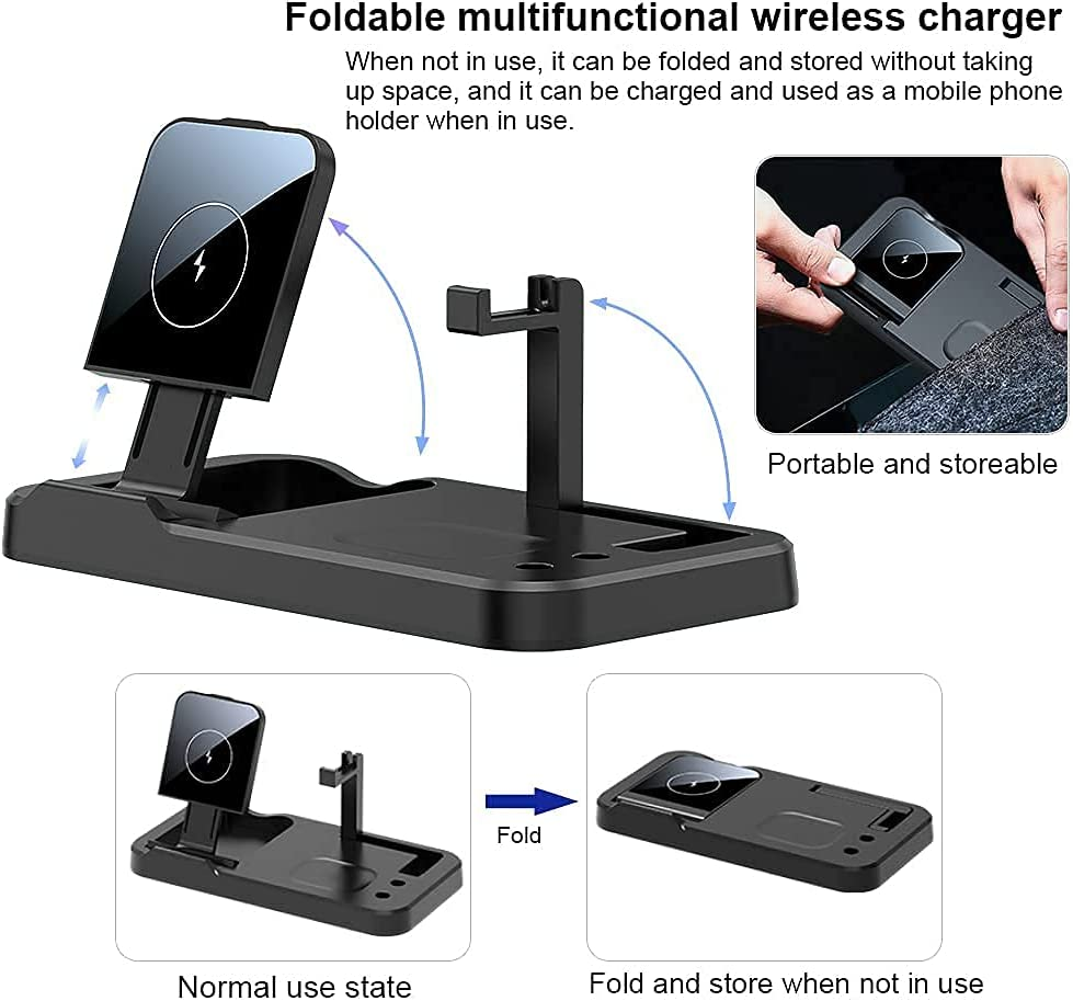 Wireless Charger 4 in 1, Fast Dock Charging Station for Iwatch Series SE/6/5/4/3/2/1, Airpods Pro and Pencil, Iphone 13/12/11/ Pro Max/Xr/Xs Max/X(Qc 3.0 Adapter Included)
