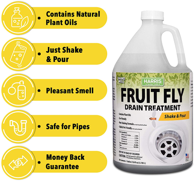 HARRIS Fruit Fly Drain Treatment Gel, Drain and Fruit Fly Killer for Indoor, 128oz