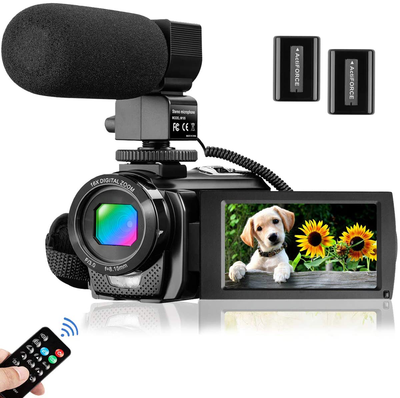 Video Camera Camcorder for YouTube, Aasonida Digital Vlogging Camera FHD 1080P 30FPS 24MP 3.0 Inch 270° Rotation Screen Video Recorder with Microphone, Remote Control, 2 Batteries