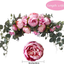 U'Artlines 15'' Artificial Wreath Hanging Rose Garland Swag for Indoor Outdoor Window Wall Wedding Party Decoration (Floral Wreath, 15'' Rose Blue/Cream)