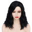 Short Bob Wavy Wig with Bangs Shoulder Length Wavy Wigs Synthetic Curly Bob Wig Black Wig for Women Natural Looking Heat Resistant Fiber Hair for Girls Party Daily Wear 14 Inch, Black