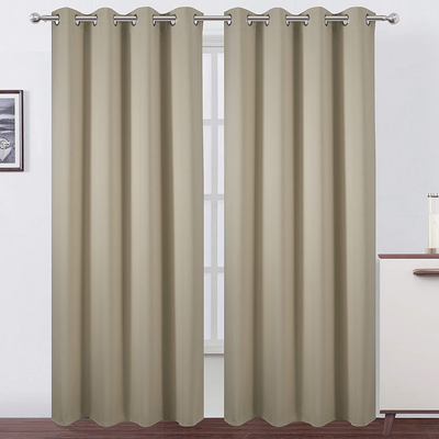 LEMOMO Beige Thermal Blackout Curtains/52 x 108 Inch/Set of 2 Panels Room Darkening Curtains for Bedroom