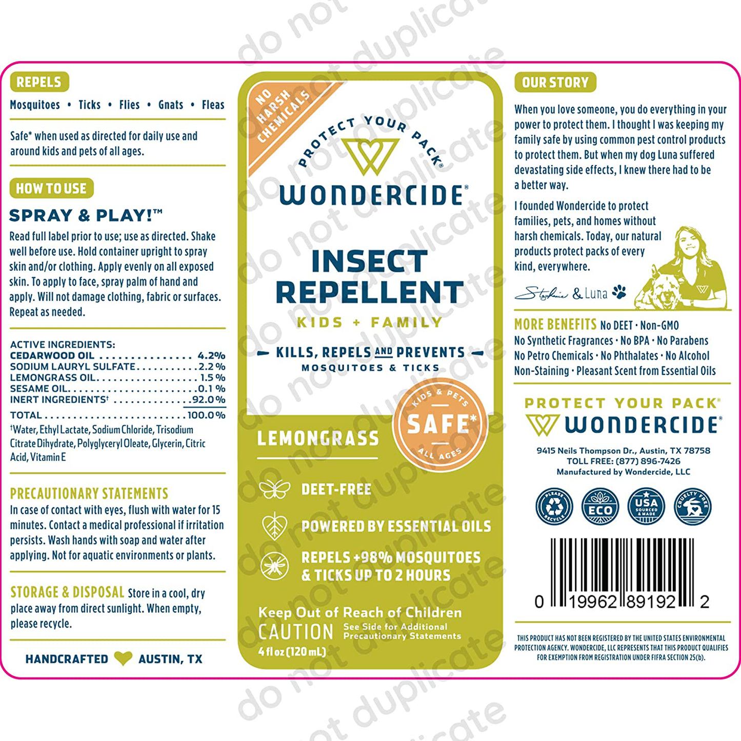 Wondercide - Mosquito, Tick, Fly, and Insect Repellent with Natural Essential Oils - DEET-Free Plant-Based Bug Spray and Killer - Safe for Kids, Babies, and Family - Lemongrass 2-Pack of 4 oz Bottle