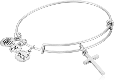 Alex and Ani Divine Guides Expandable Bangle Bracelet for Women, Cross Charm, 2 to 3.5 in