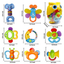 Baby Rattle Sets Teether Rattles Toys, 8pcs Babies Grab Shaker and Spin Rattle Toy Early Educational Toys with Owl Bottle Gifts Set for 0, 3, 6, 9, 12 Month Newborn Infant Baby, Boy, Girl