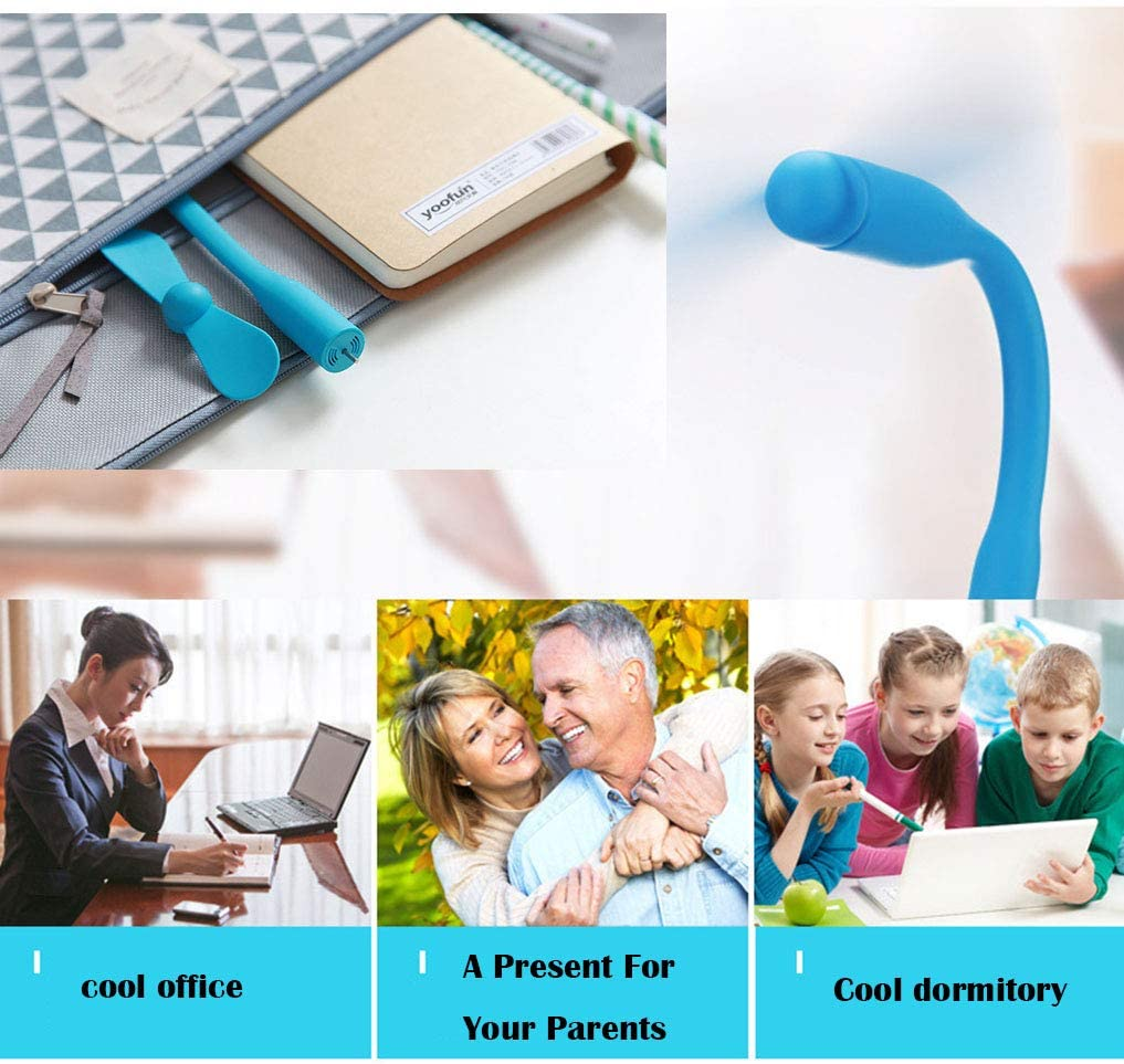 Mini USB Fan.Personal Portable Pocket Fan.Mini Fan for Mini Humidifier/Power Bank/Library/Cinema/Office/Outdoor Traveling/Camping/Fishing【4 PACK 】Black